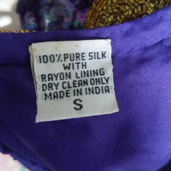 STUNNING RARE Designer Lawrence Kazar Vintage Purple and Gold Beaded Dress Small - Picture 10 of 10